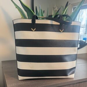 Stella & Dot Black and White Striped Tote